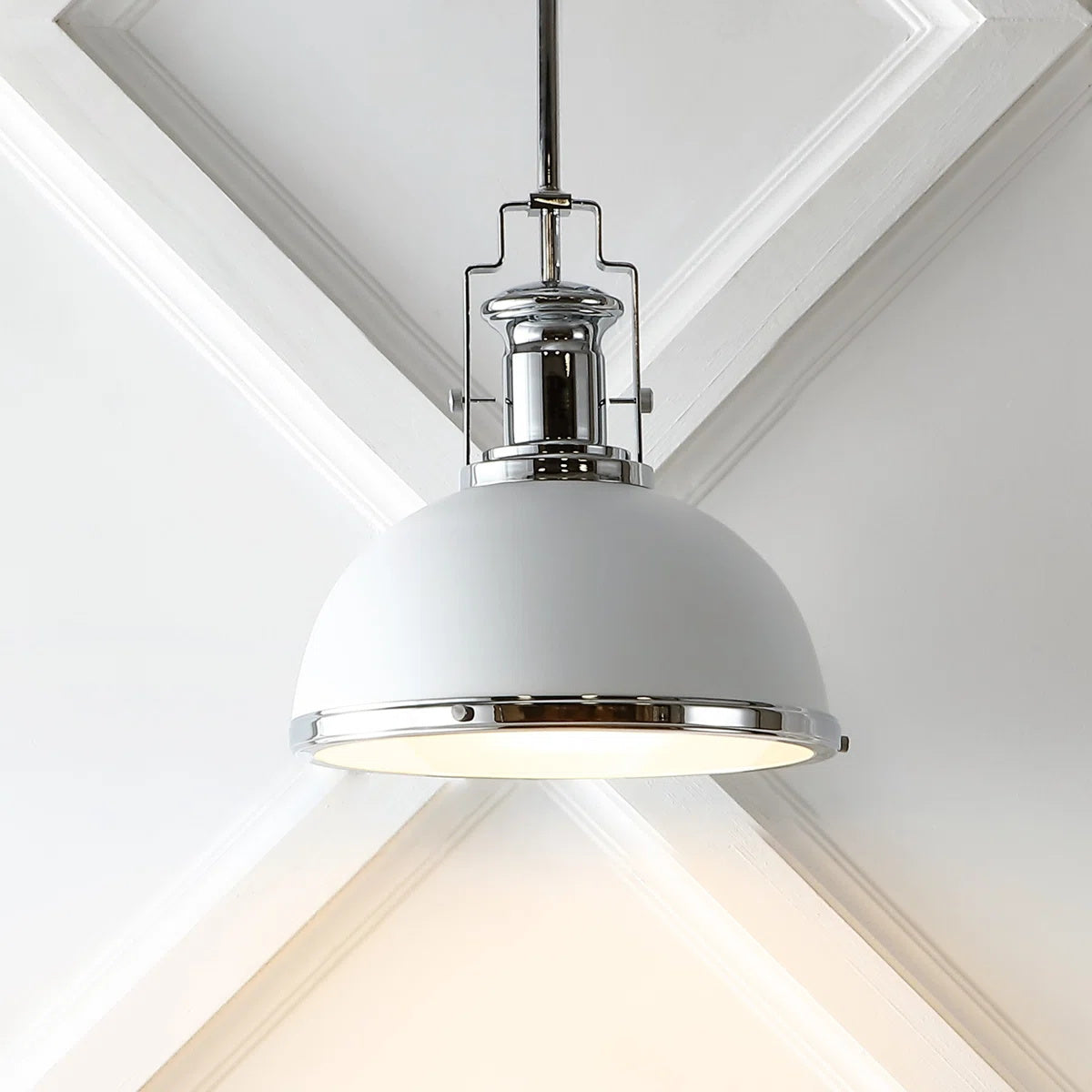 Staub Pendant Lamp - Vintage Brass & Frosted Glass Dome Pendant | Modern Kitchen Island Light