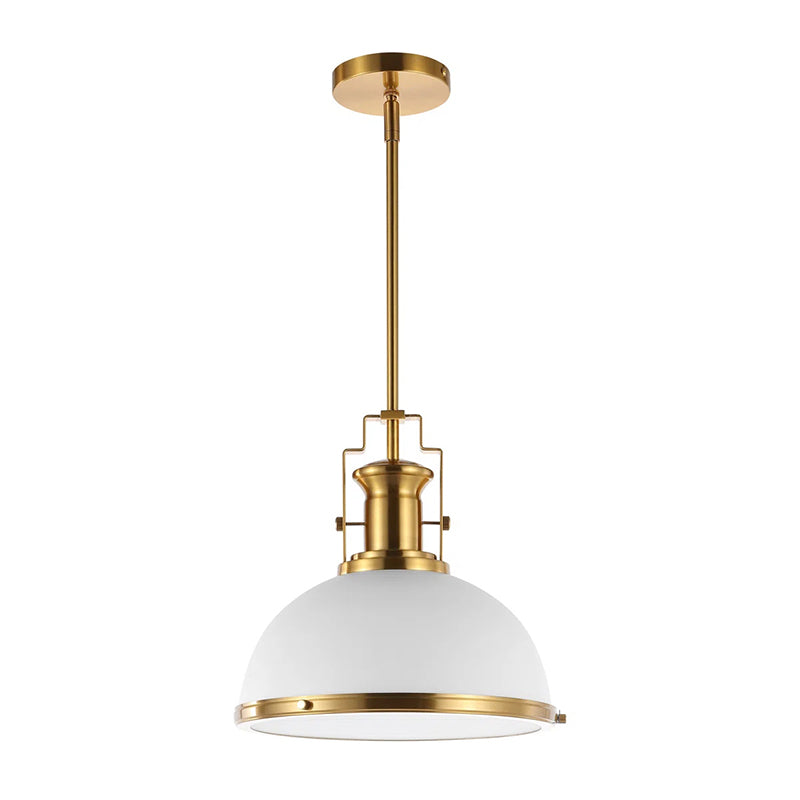 Staub Pendant Lamp - Vintage Brass & Frosted Glass Dome Pendant | Modern Kitchen Island Light