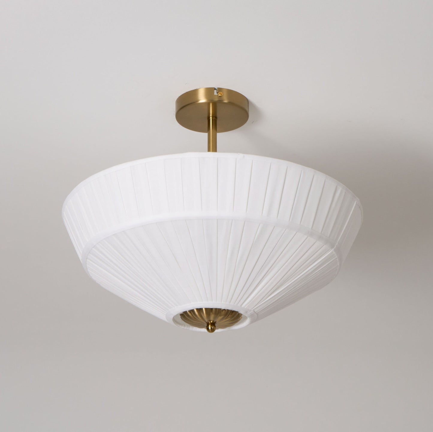 Stefanie Pleated Ceiling Lamp - Ivory White Fabric Flush Mount Light | Gold Accord Modern Ceiling Lamp