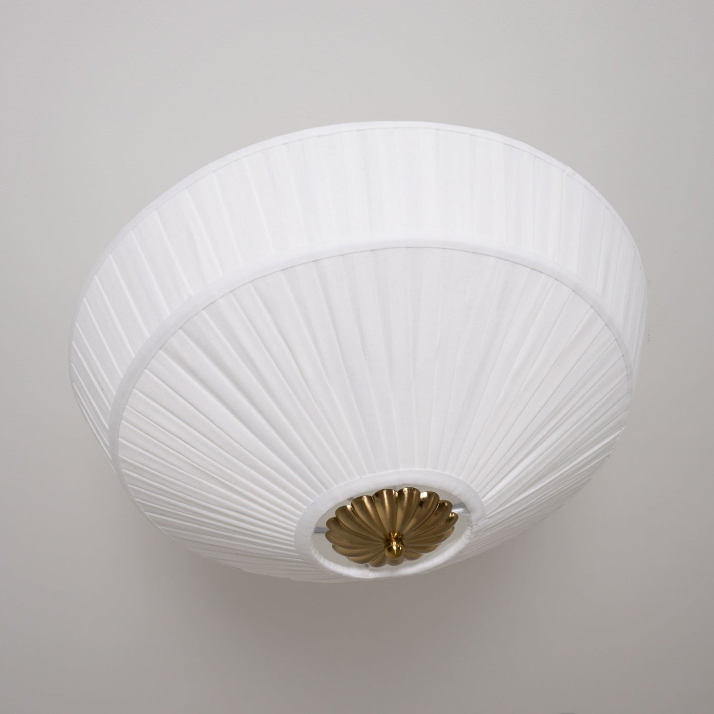 Stefanie Pleated Ceiling Lamp - Ivory White Fabric Flush Mount Light | Gold Accord Modern Ceiling Lamp