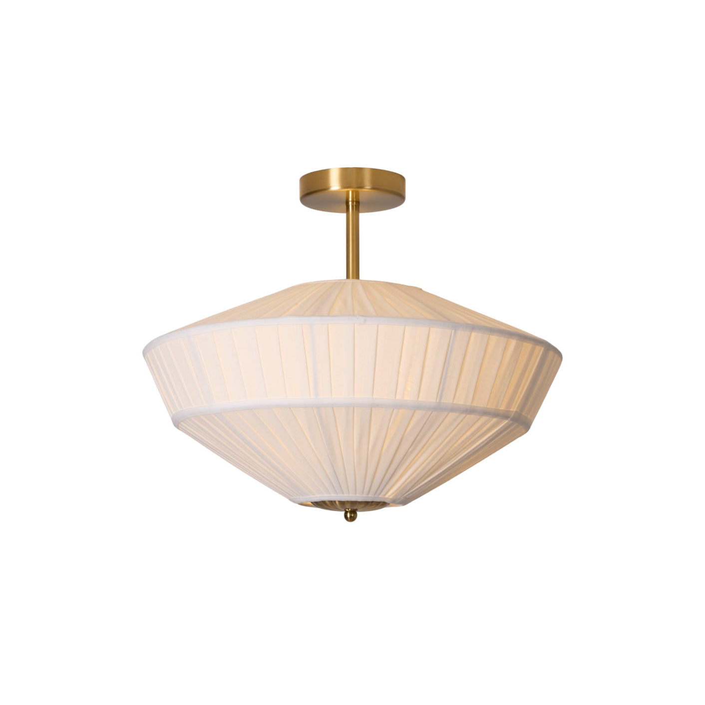 Stefanie Pleated Ceiling Lamp - Ivory White Fabric Flush Mount Light | Gold Accord Modern Ceiling Lamp