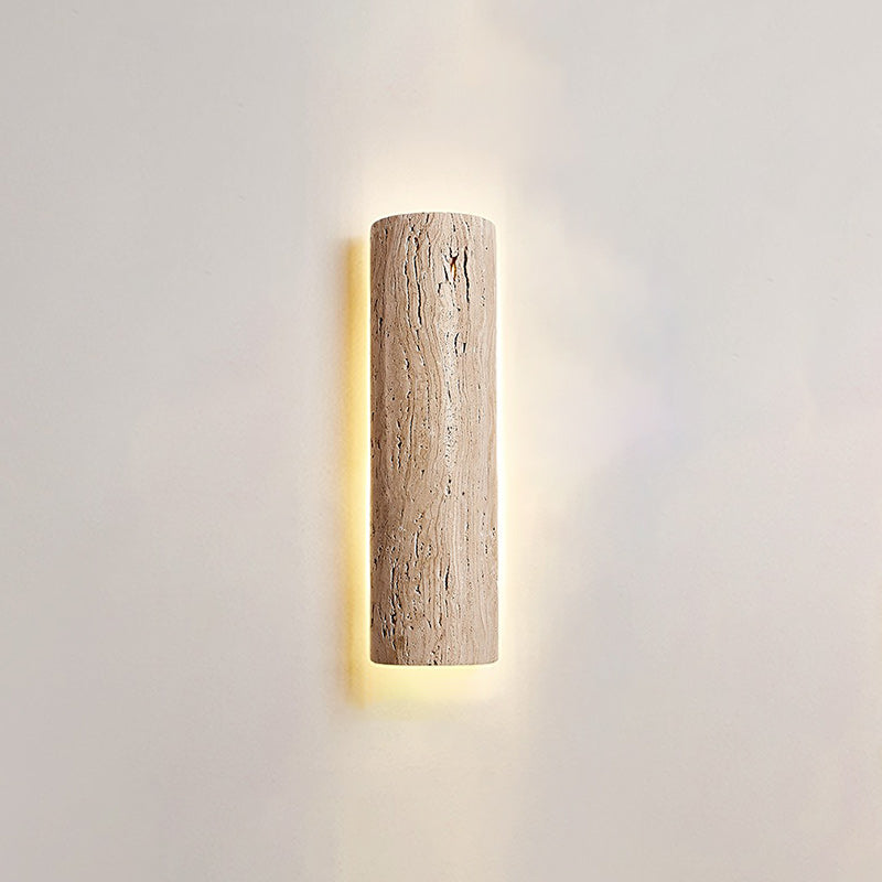 Stein Lange Wall Sconce - Natural Travertine Vertical LED Sconce | Modern Organic Stone Wall Light