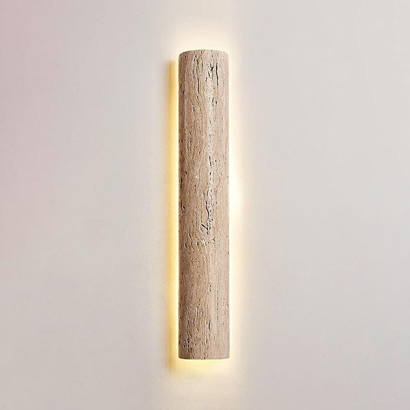 Stein Lange Wall Sconce - Natural Travertine Vertical LED Sconce | Modern Organic Stone Wall Light