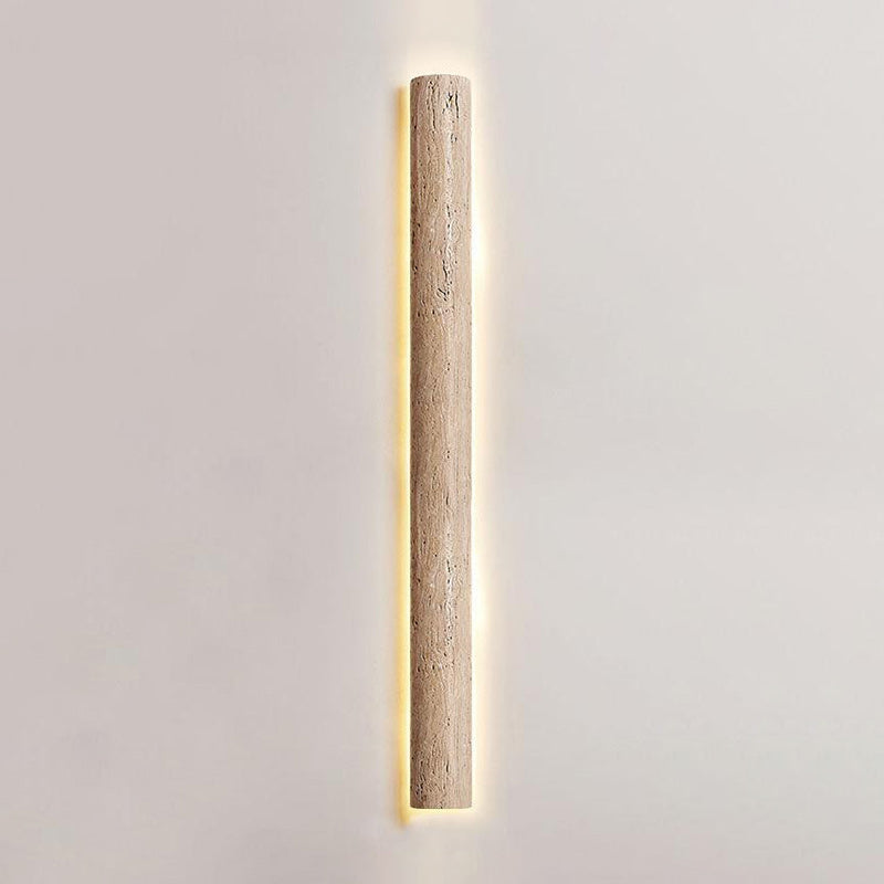 Stein Lange Wall Sconce - Natural Travertine Vertical LED Sconce | Modern Organic Stone Wall Light