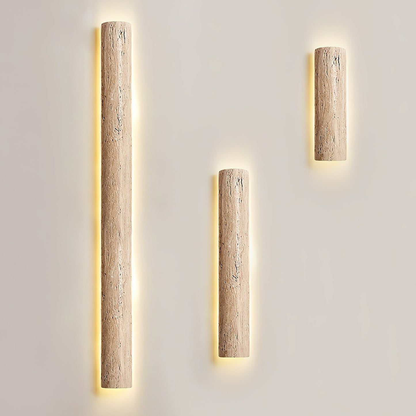 Stein Lange Wall Sconce - Natural Travertine Vertical LED Sconce | Modern Organic Stone Wall Light