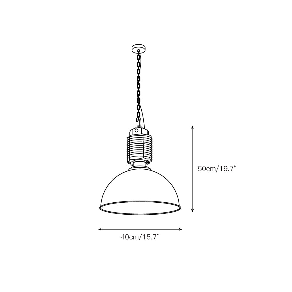 Steinhauer Bikkel Pendant Light - Silver Industrial Dome Pendant | Height-Adjustable Chain Hanging Light