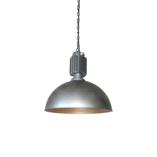 Steinhauer Bikkel Pendant Light - Silver Industrial Dome Pendant | Height-Adjustable Chain Hanging Light