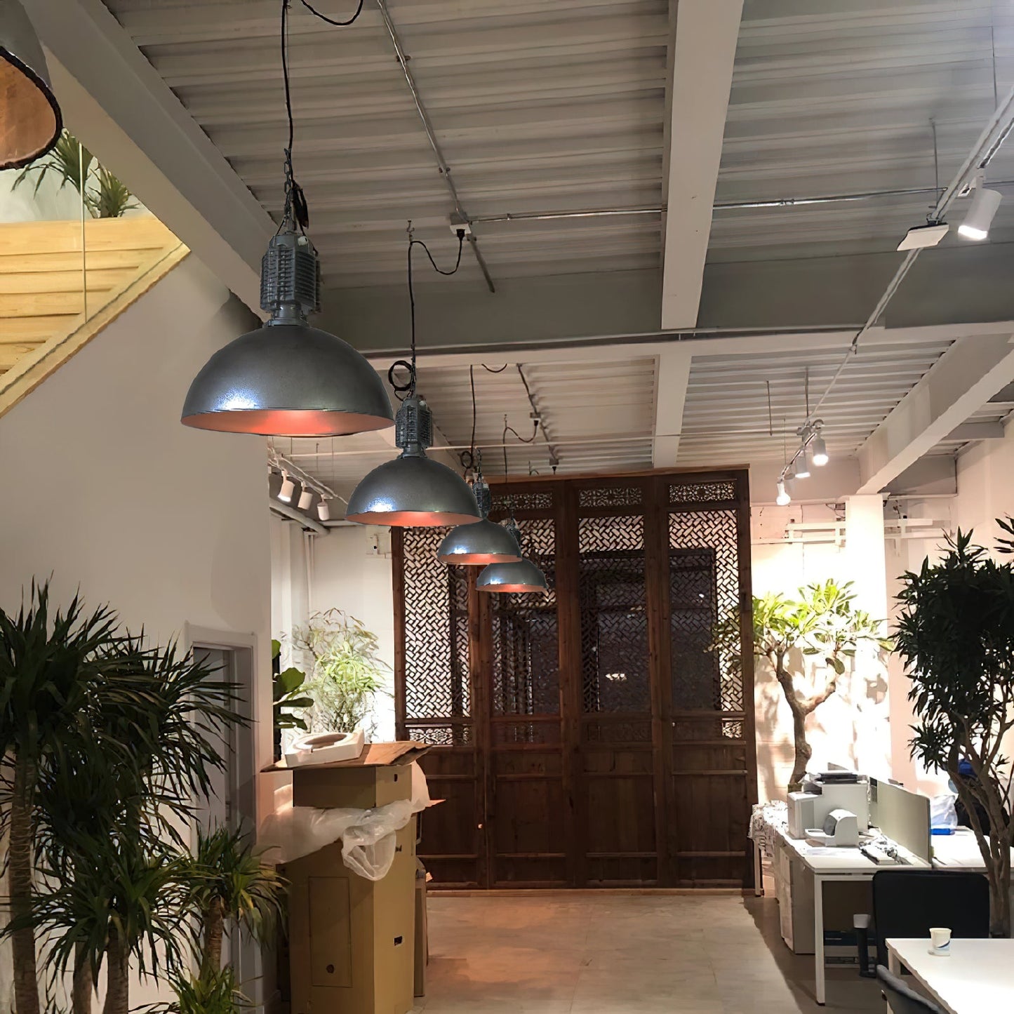 Steinhauer Bikkel Pendant Light - Silver Industrial Dome Pendant | Height-Adjustable Chain Hanging Light