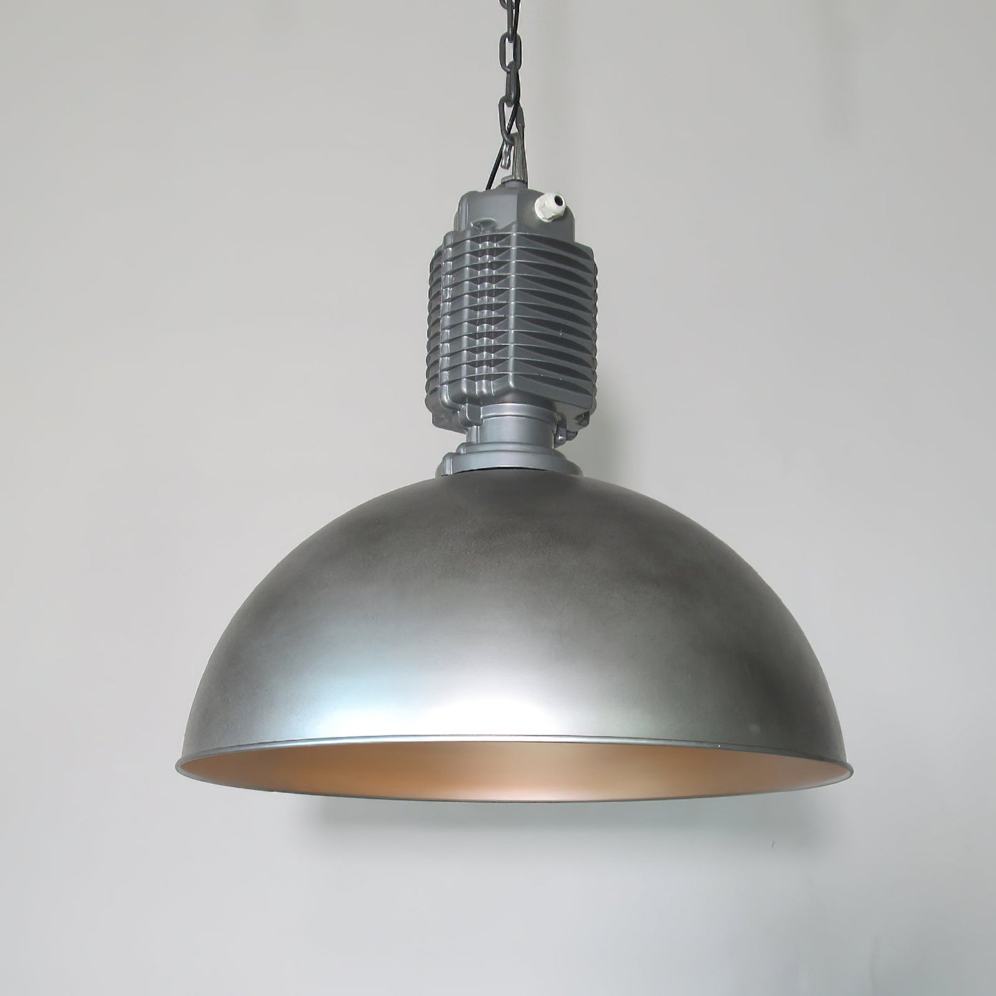 Steinhauer Bikkel Pendant Light - Silver Industrial Dome Pendant | Height-Adjustable Chain Hanging Light