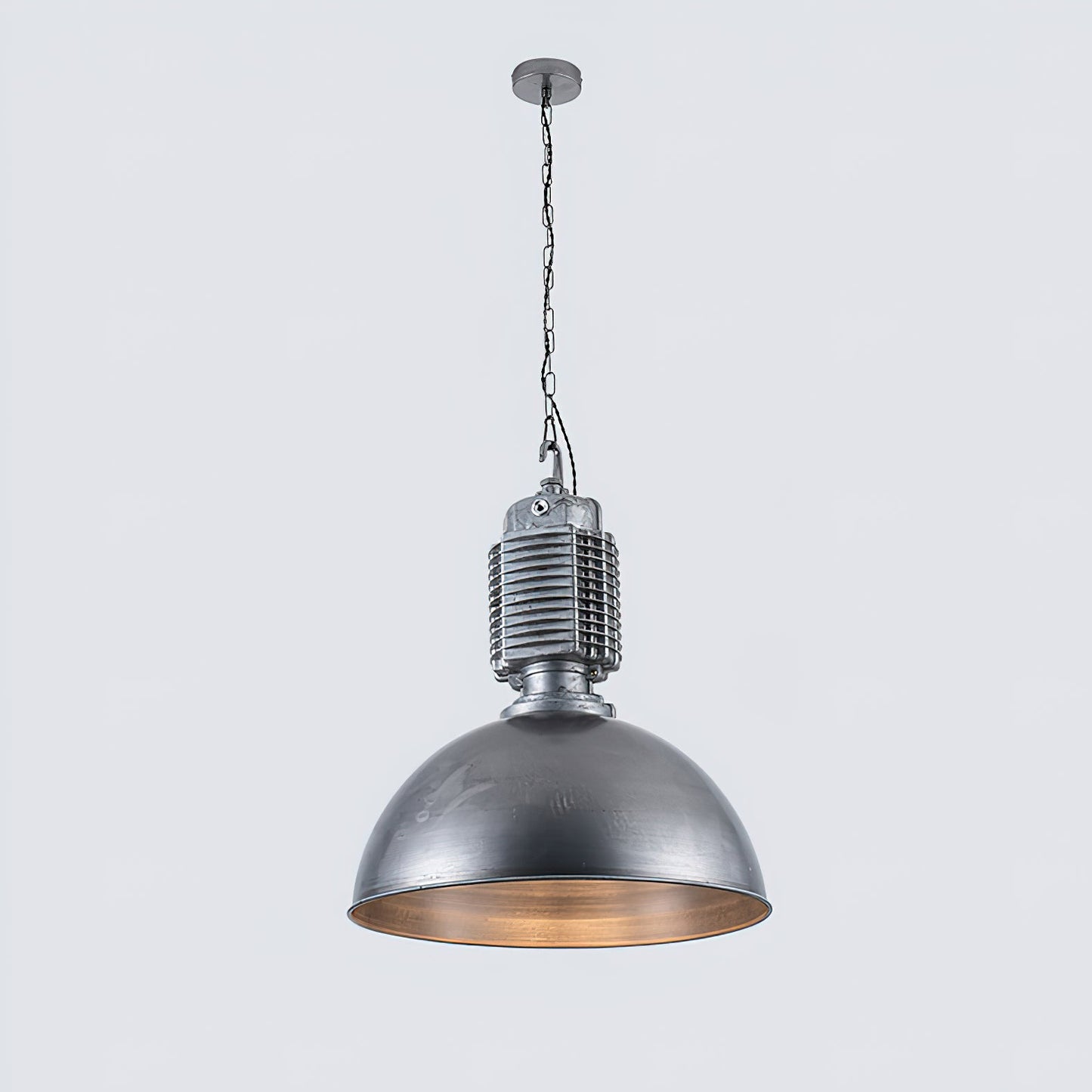 Steinhauer Bikkel Pendant Light - Silver Industrial Dome Pendant | Height-Adjustable Chain Hanging Light