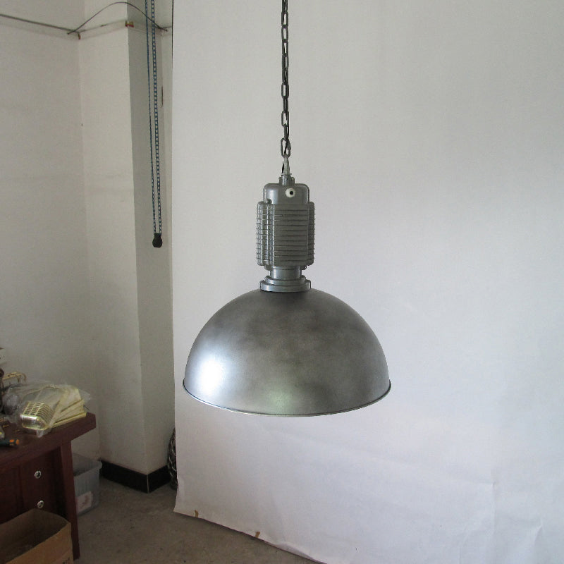 Steinhauer Bikkel Pendant Light - Silver Industrial Dome Pendant | Height-Adjustable Chain Hanging Light