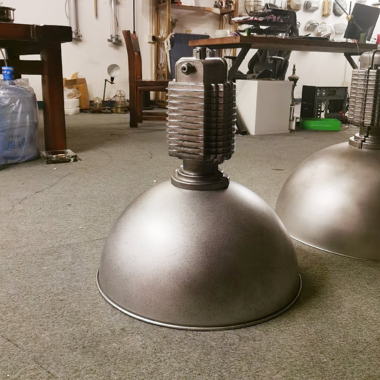 Steinhauer Bikkel Pendant Light - Silver Industrial Dome Pendant | Height-Adjustable Chain Hanging Light