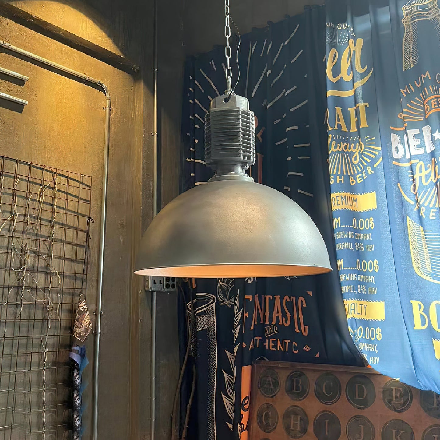 Steinhauer Bikkel Pendant Light - Silver Industrial Dome Pendant | Height-Adjustable Chain Hanging Light