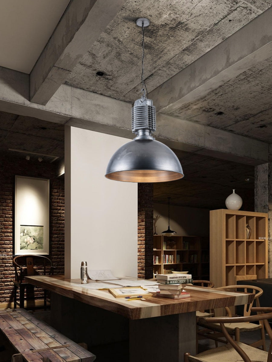 Steinhauer Bikkel Pendant Light - Silver Industrial Dome Pendant | Height-Adjustable Chain Hanging Light