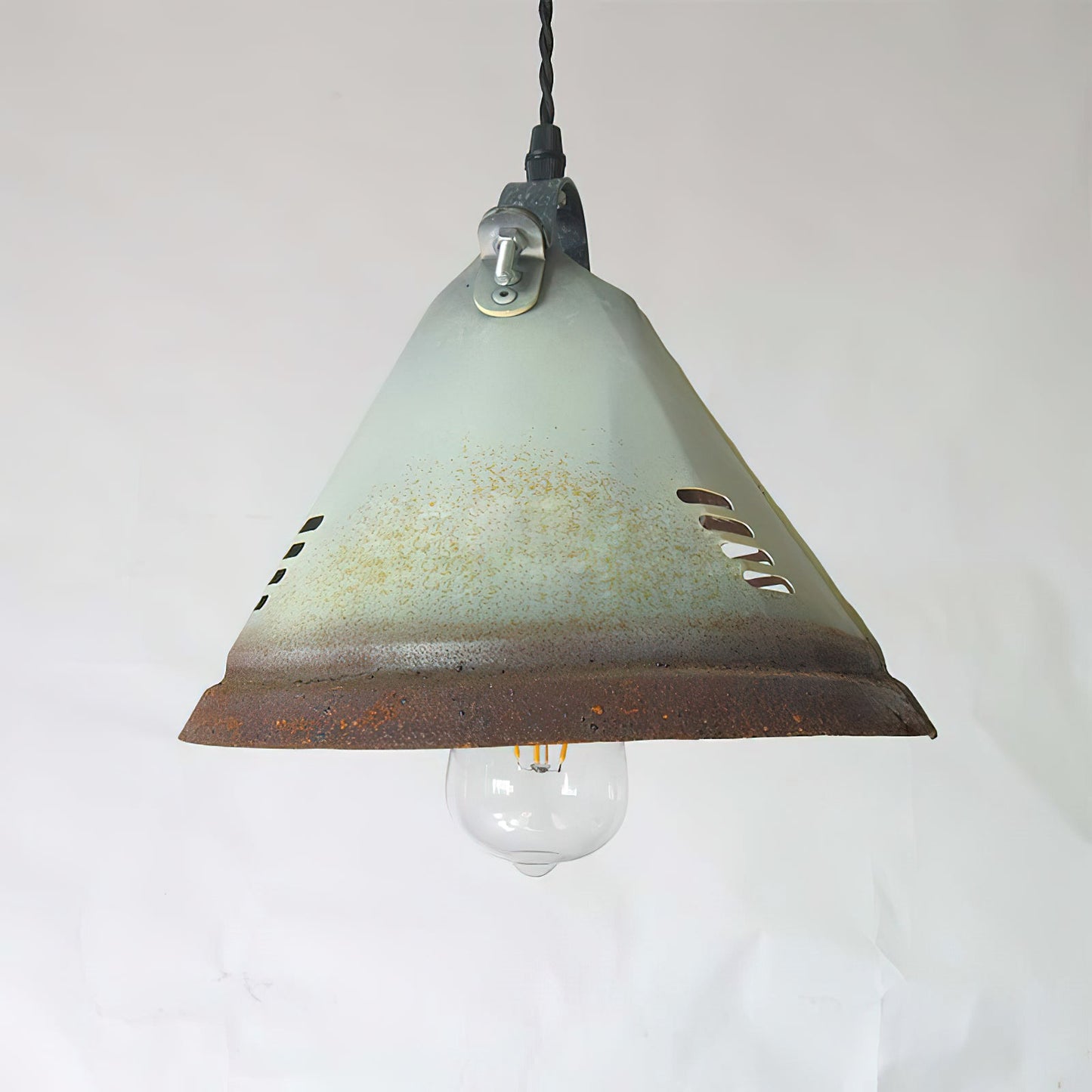 Stella Pendant Light - Light Green Oxidized Metal Vintage Industrial Pendant | Antique Farmhouse Hanging Light