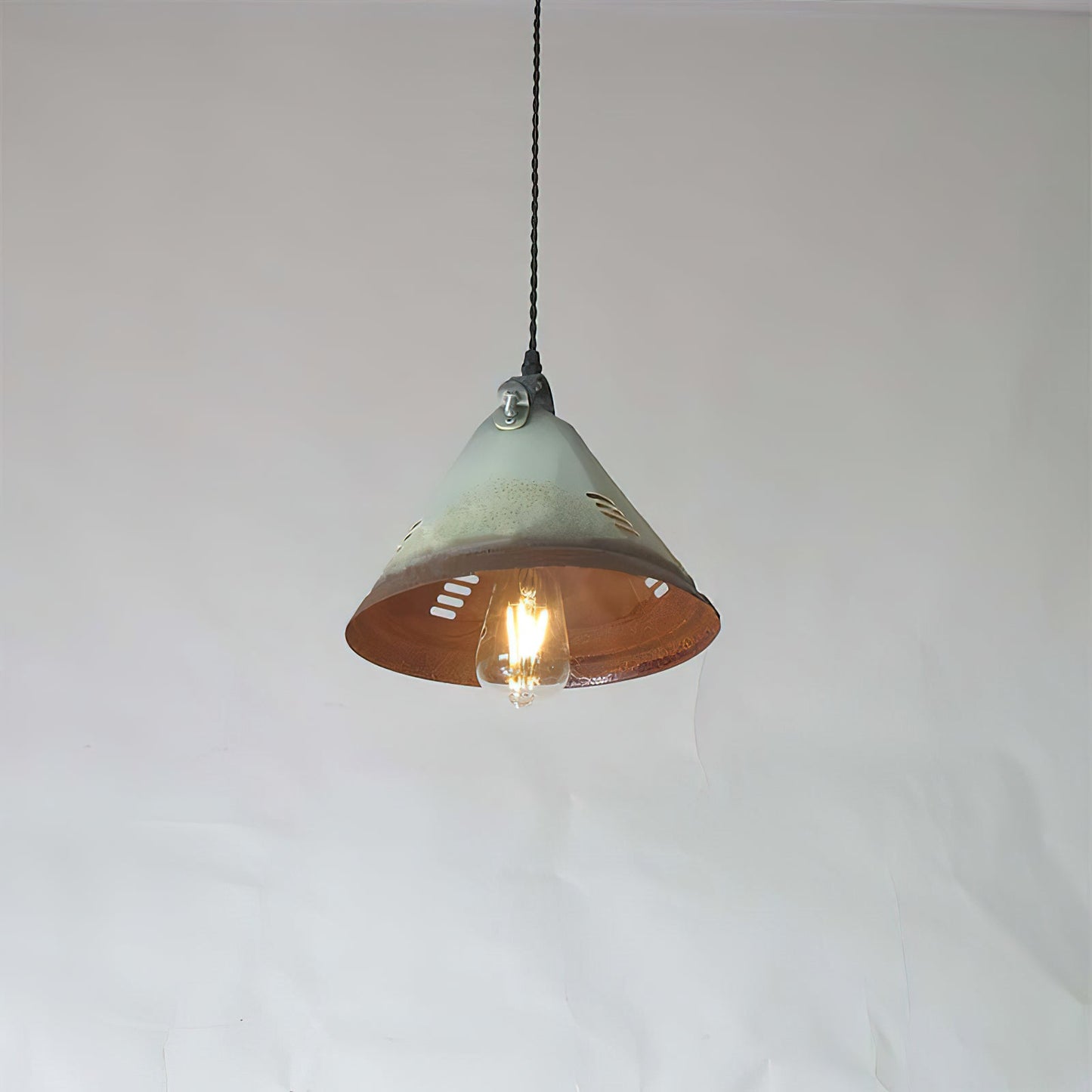 Stella Pendant Light - Light Green Oxidized Metal Vintage Industrial Pendant | Antique Farmhouse Hanging Light