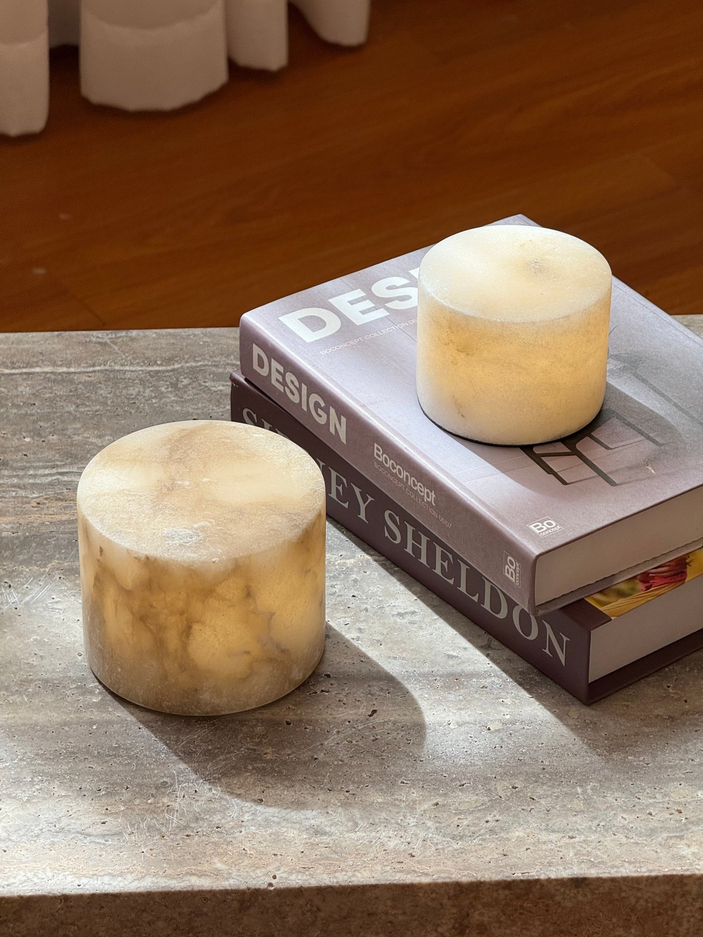 Sterno Alabaster Table Lamp - Cordless Natural Stone Accent Lamp | Battery-Powered Alabaster Desk Light