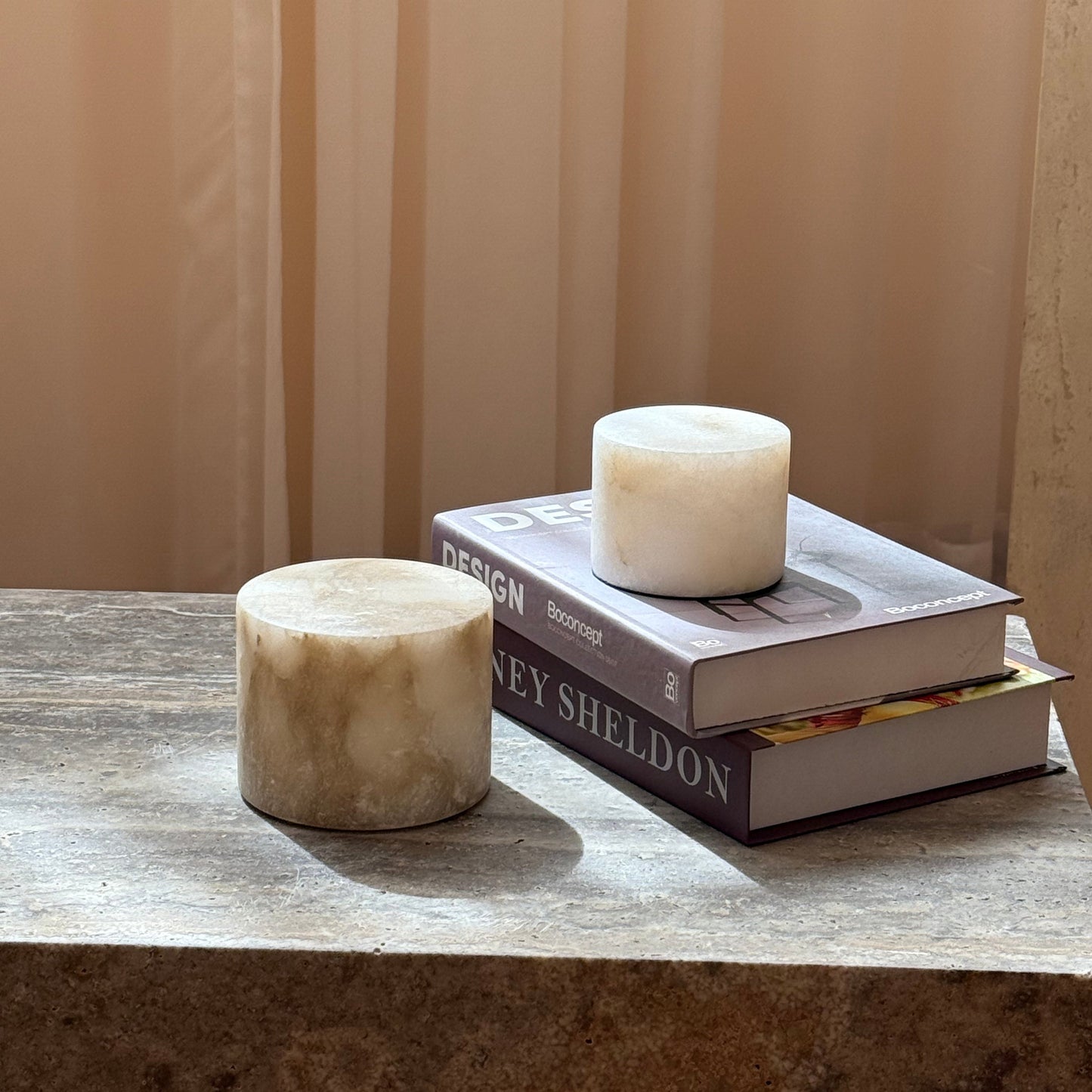 Sterno Alabaster Table Lamp - Cordless Natural Stone Accent Lamp | Battery-Powered Alabaster Desk Light