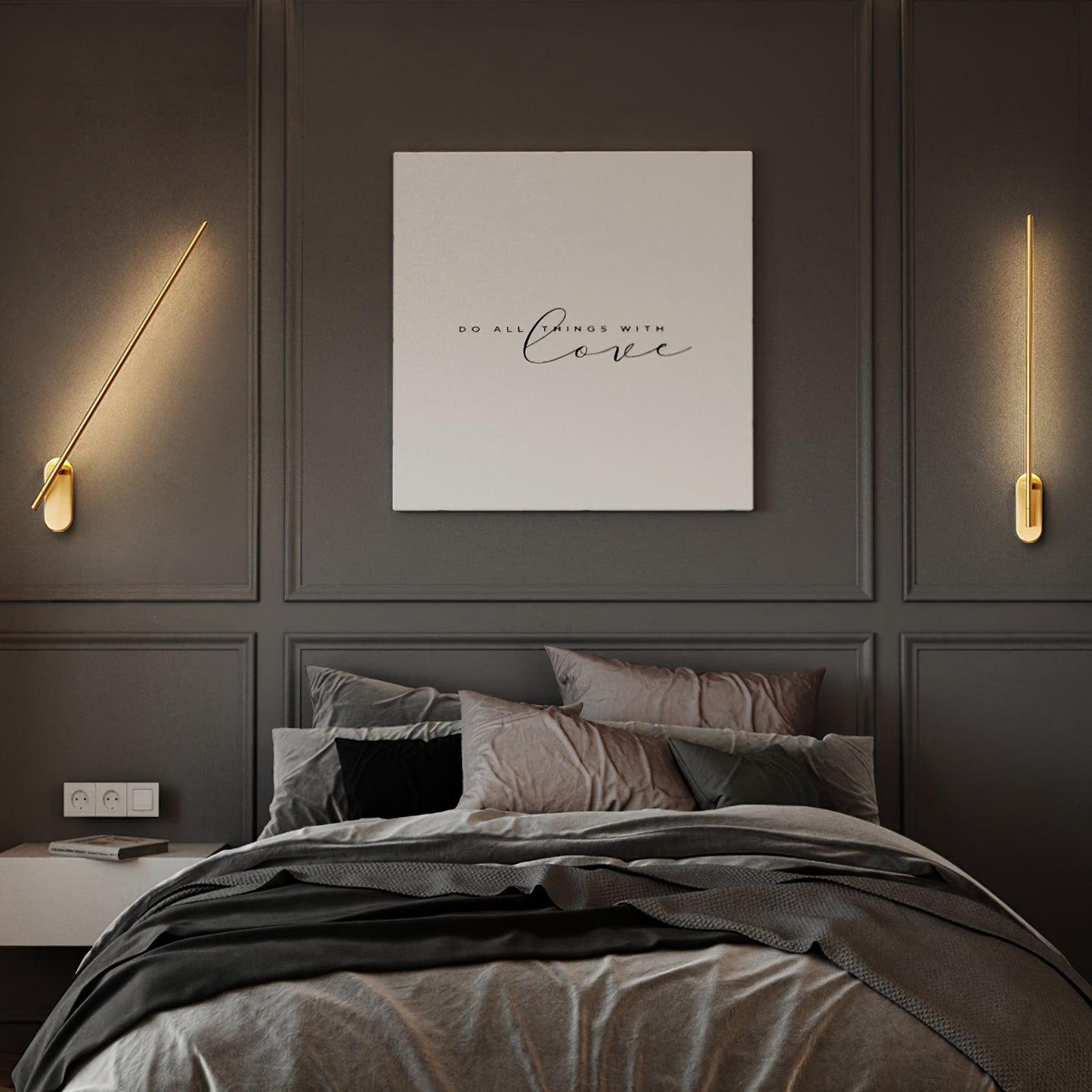 Stick Shaped Metal Sconce - Slender Brass Vertical LED Sconce | Minimalist Wall Light