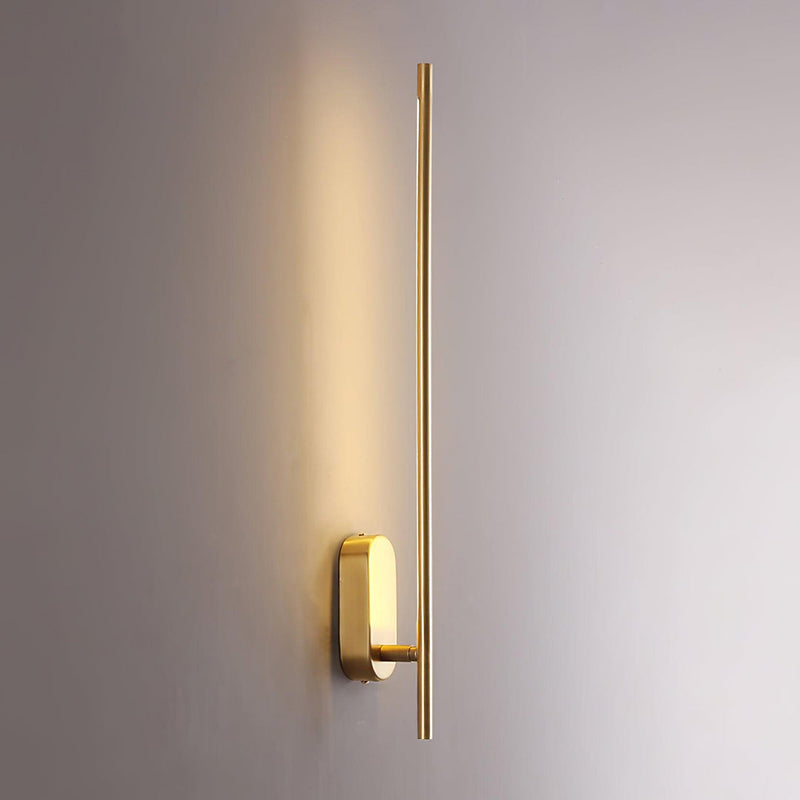 Stick Shaped Metal Sconce - Slender Brass Vertical LED Sconce | Minimalist Wall Light