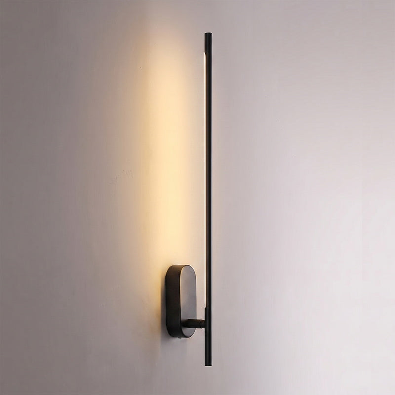 Stick Shaped Metal Sconce - Slender Brass Vertical LED Sconce | Minimalist Wall Light