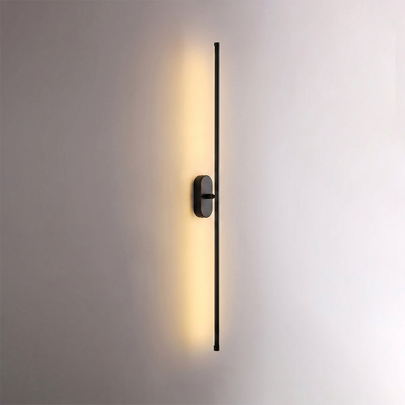 Stick Shaped Metal Sconce - Slender Brass Vertical LED Sconce | Minimalist Wall Light
