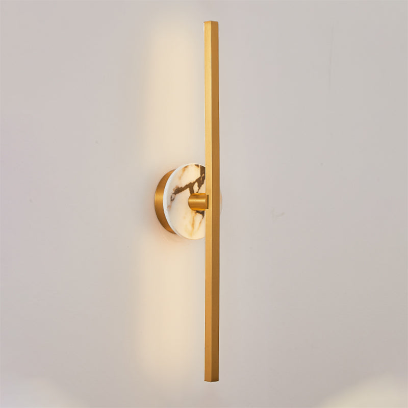 Stick Wall Lamp - Minimalist Marble Backplate Vertical LED Sconce | Architectural Slim Wall Light