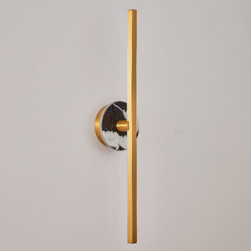 Stick Wall Lamp - Minimalist Marble Backplate Vertical LED Sconce | Architectural Slim Wall Light