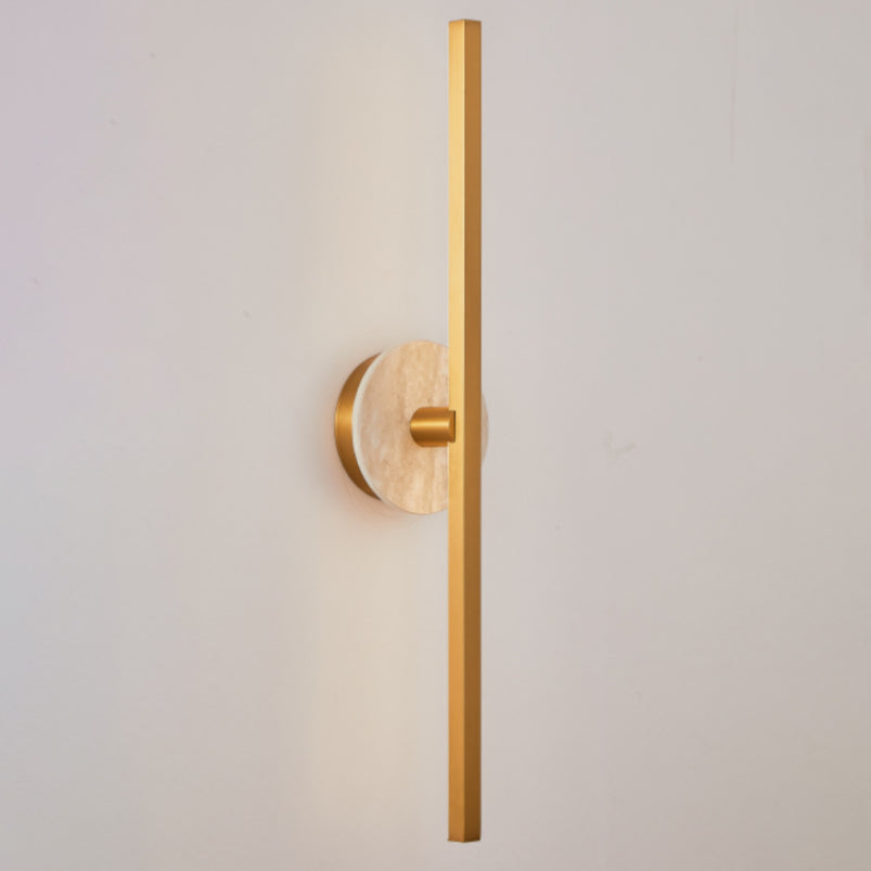 Stick Wall Lamp - Minimalist Marble Backplate Vertical LED Sconce | Architectural Slim Wall Light
