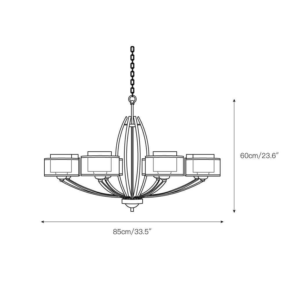 Avira Multi-Light Chandelier - Brass & Fabric Shade Pendant Light | Classic Modern Luxury Overhead Light
