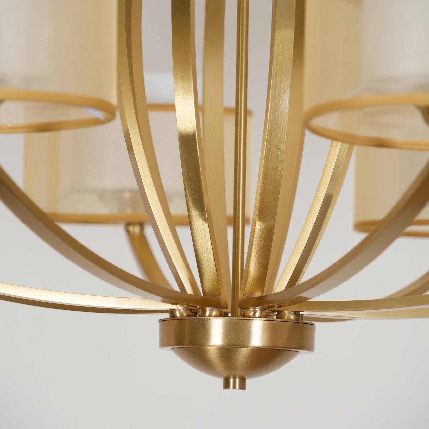 Avira Multi-Light Chandelier - Brass & Fabric Shade Pendant Light | Classic Modern Luxury Overhead Light