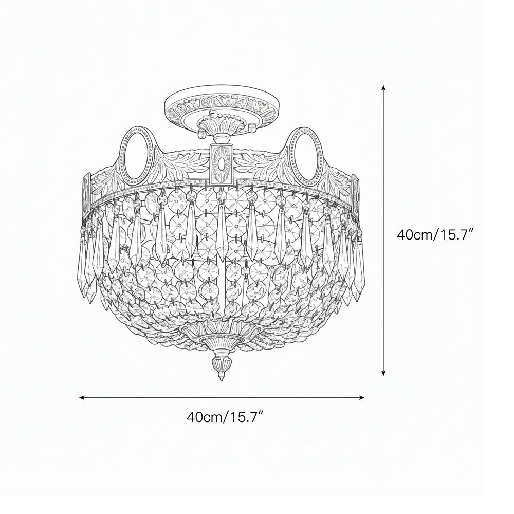 Stinnett Ceiling Lamp - Satin Brass & Crystal Glass 3-Light Flush Mount | Modern Overhead Ceiling Light