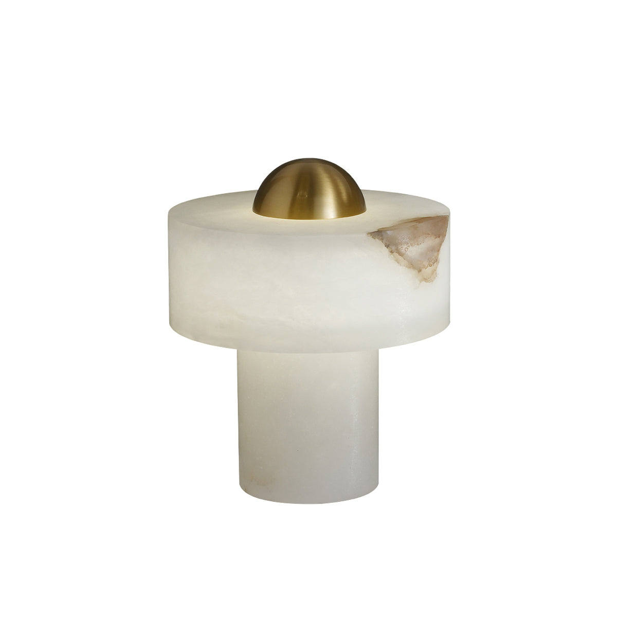 Stone Alabaster Table Light - Solid Alabaster & Brass Accent Lamp | Modern Translucent Stone Desk Light