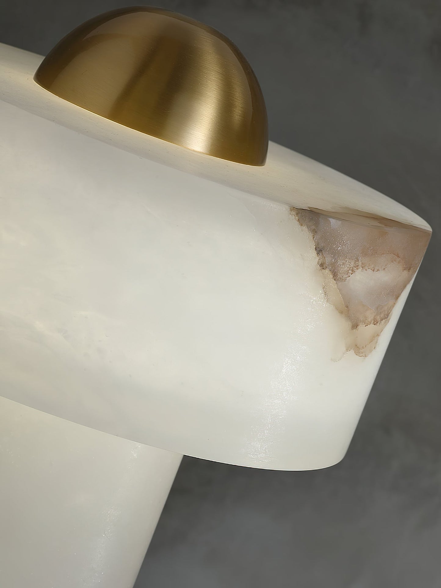 Stone Alabaster Table Light - Solid Alabaster & Brass Accent Lamp | Modern Translucent Stone Desk Light