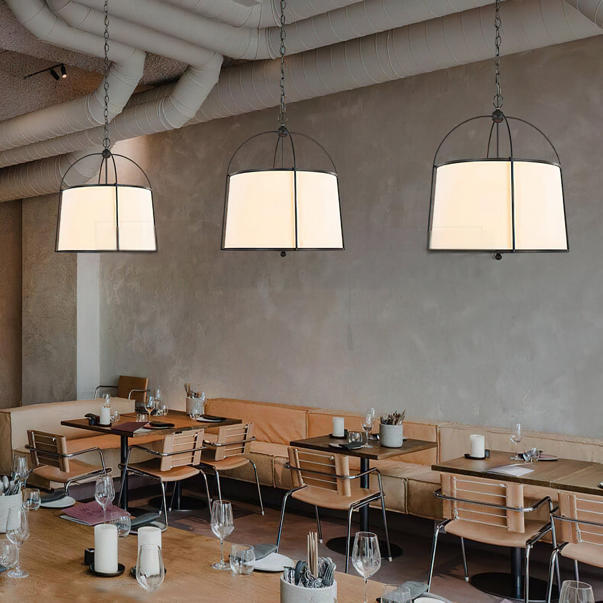 Callaway Pendant Lamp – Slender Iron Frame & Linen Shade Pendant Light