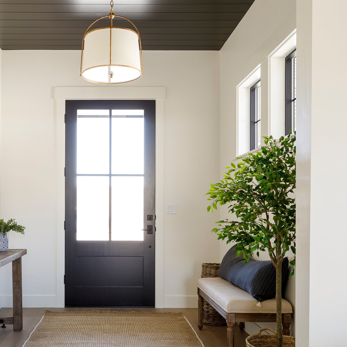 Callaway Pendant Lamp – Slender Iron Frame & Linen Shade Pendant Light