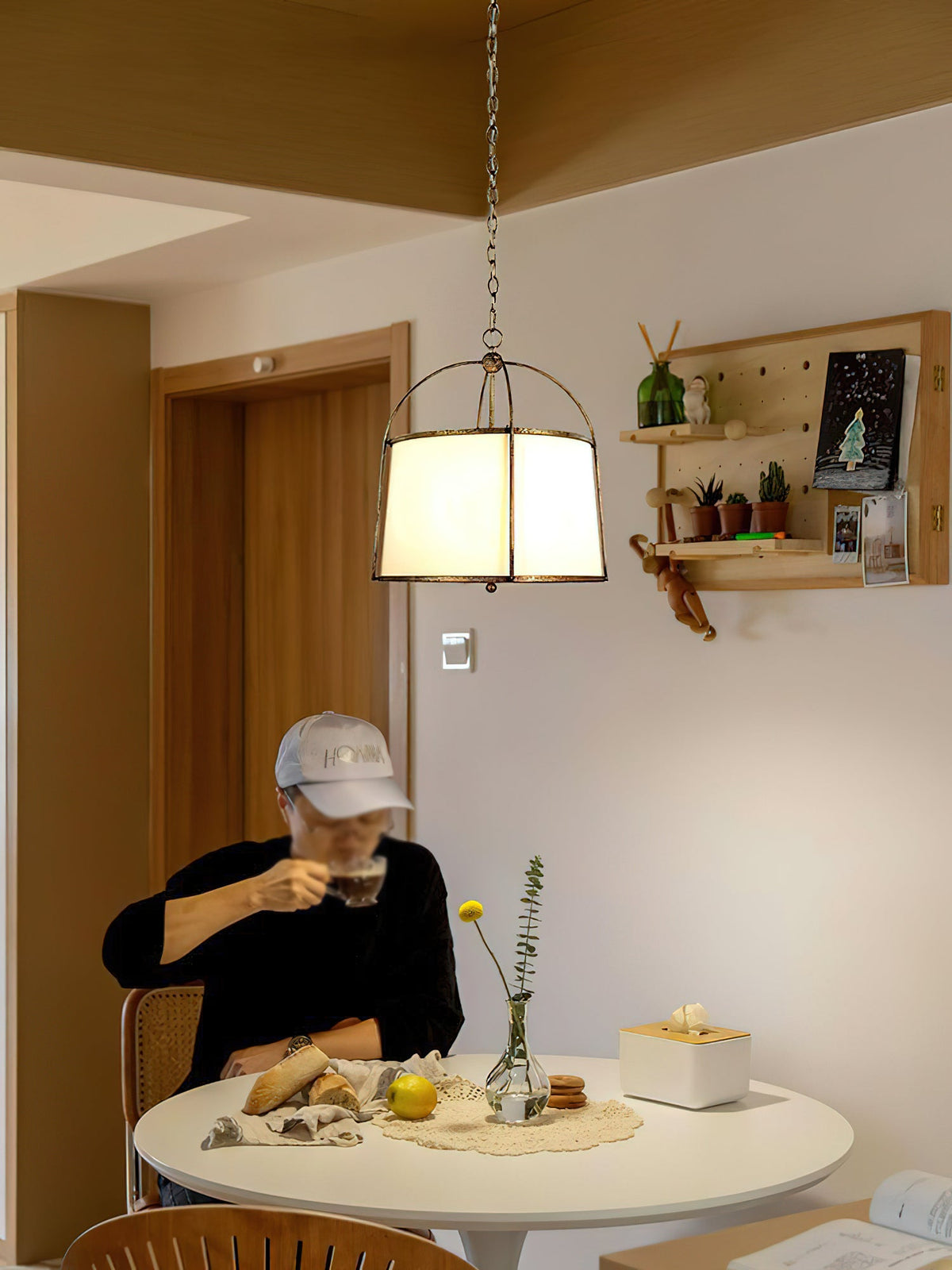 Callaway Pendant Lamp – Slender Iron Frame & Linen Shade Pendant Light