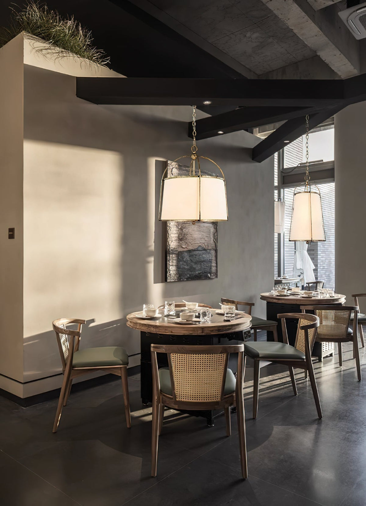 Callaway Pendant Lamp – Slender Iron Frame & Linen Shade Pendant Light