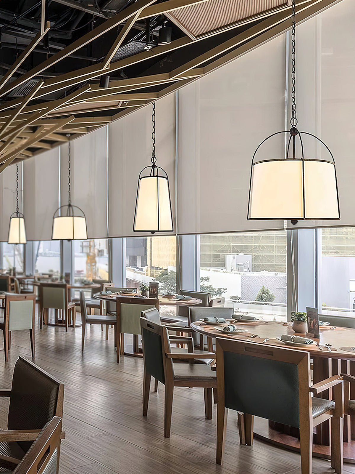 Callaway Pendant Lamp – Slender Iron Frame & Linen Shade Pendant Light