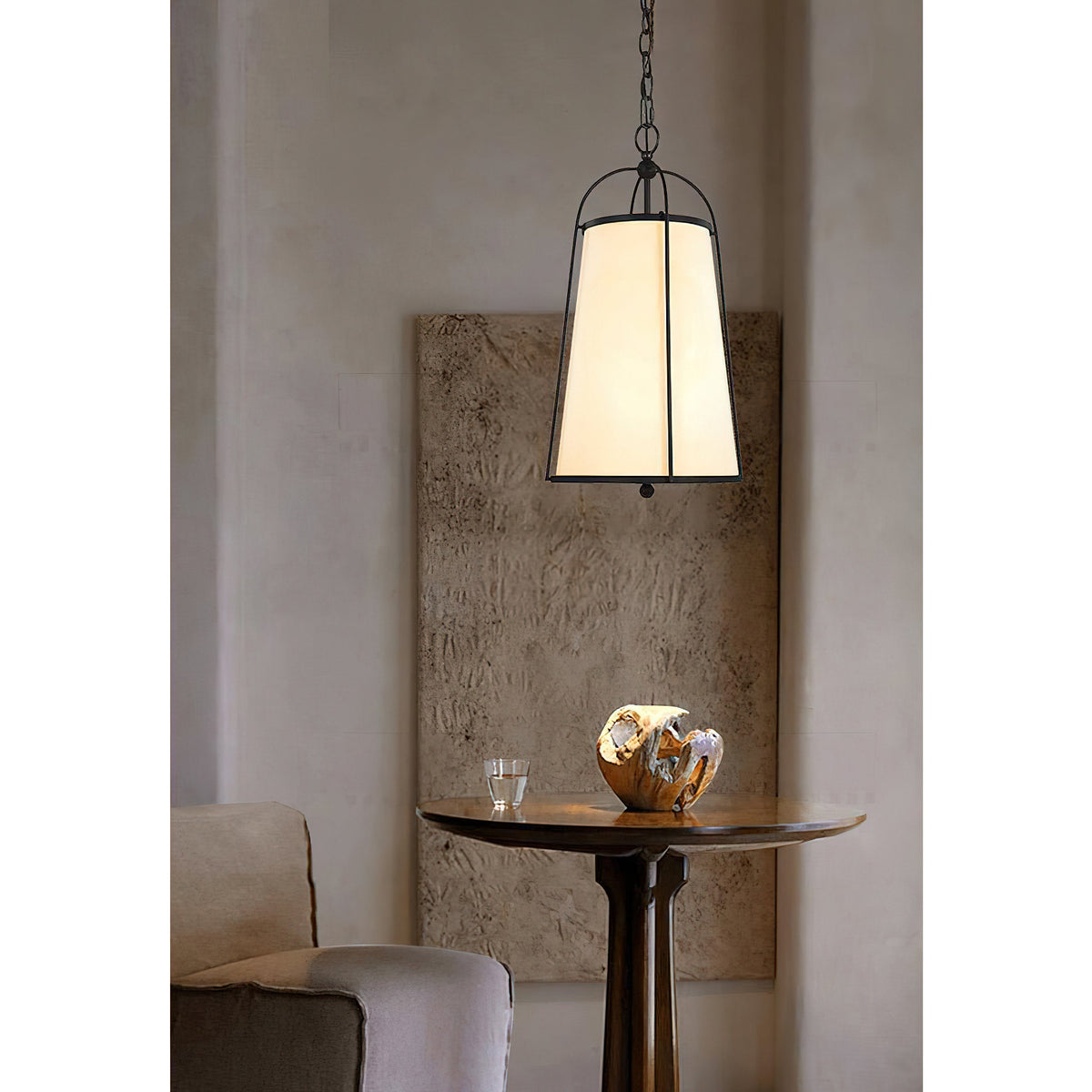 Callaway Pendant Lamp – Slender Iron Frame & Linen Shade Pendant Light