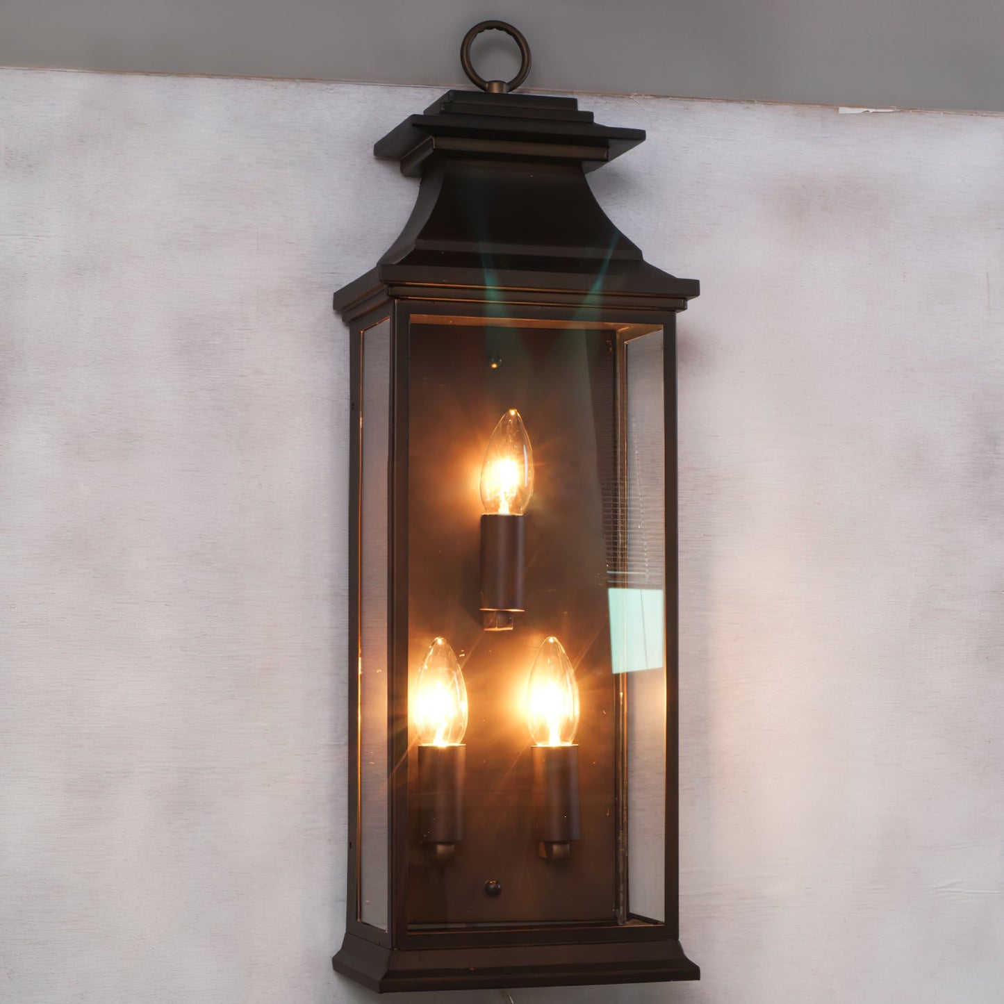 Strathmore Wall Lamp - Georgian Matte Black Fretwork Outdoor Wall Sconce | Pagoda Metal Lantern Light