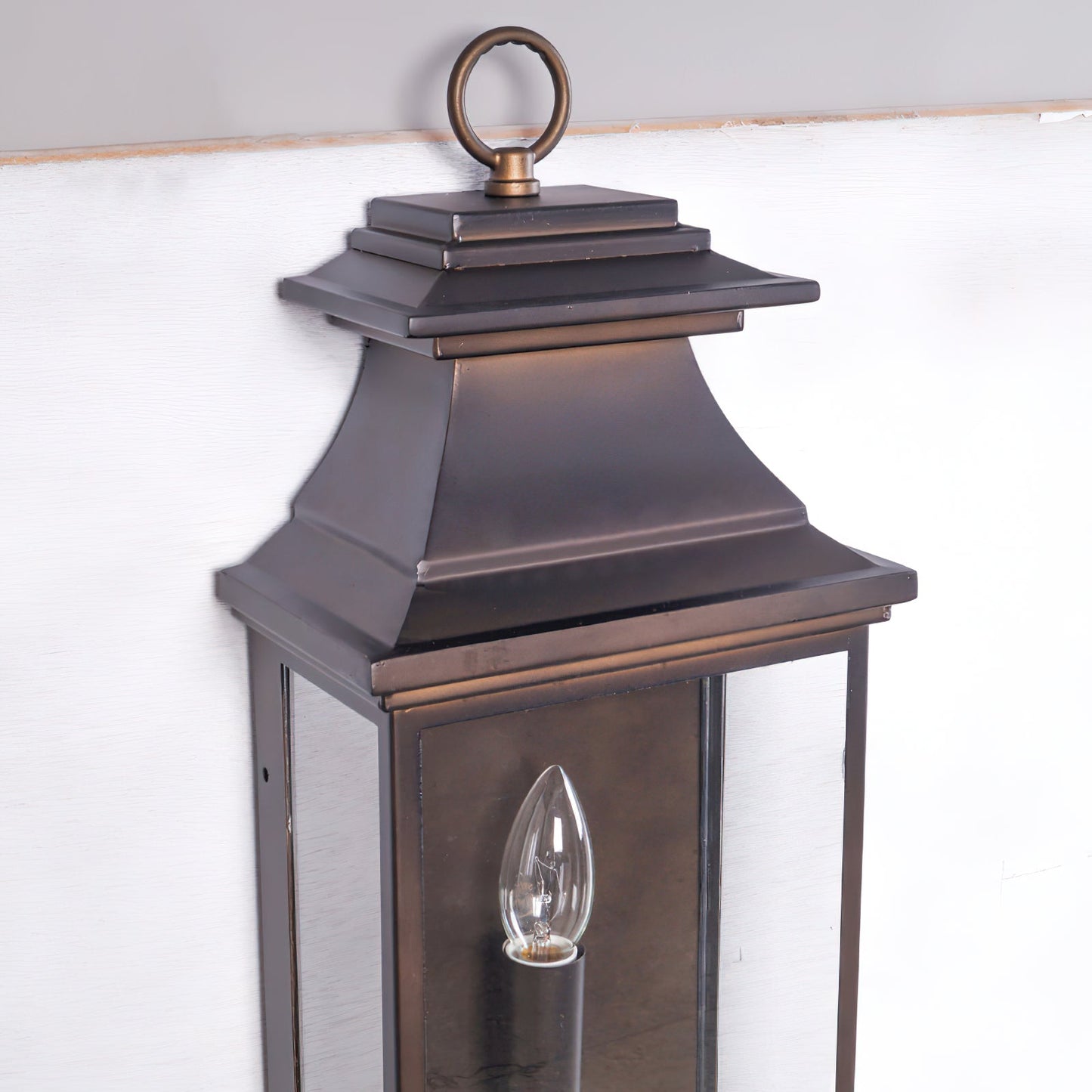 Strathmore Wall Lamp - Georgian Matte Black Fretwork Outdoor Wall Sconce | Pagoda Metal Lantern Light