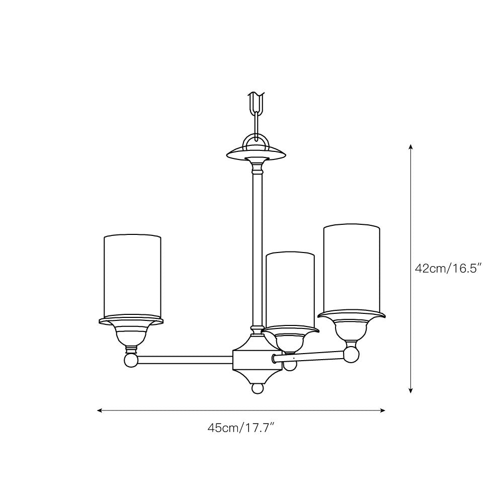 Stratton Chandelier - Satin Brass & White Glass Cylinder Pendant | Modernist Architecture Multi-Light Chandelier