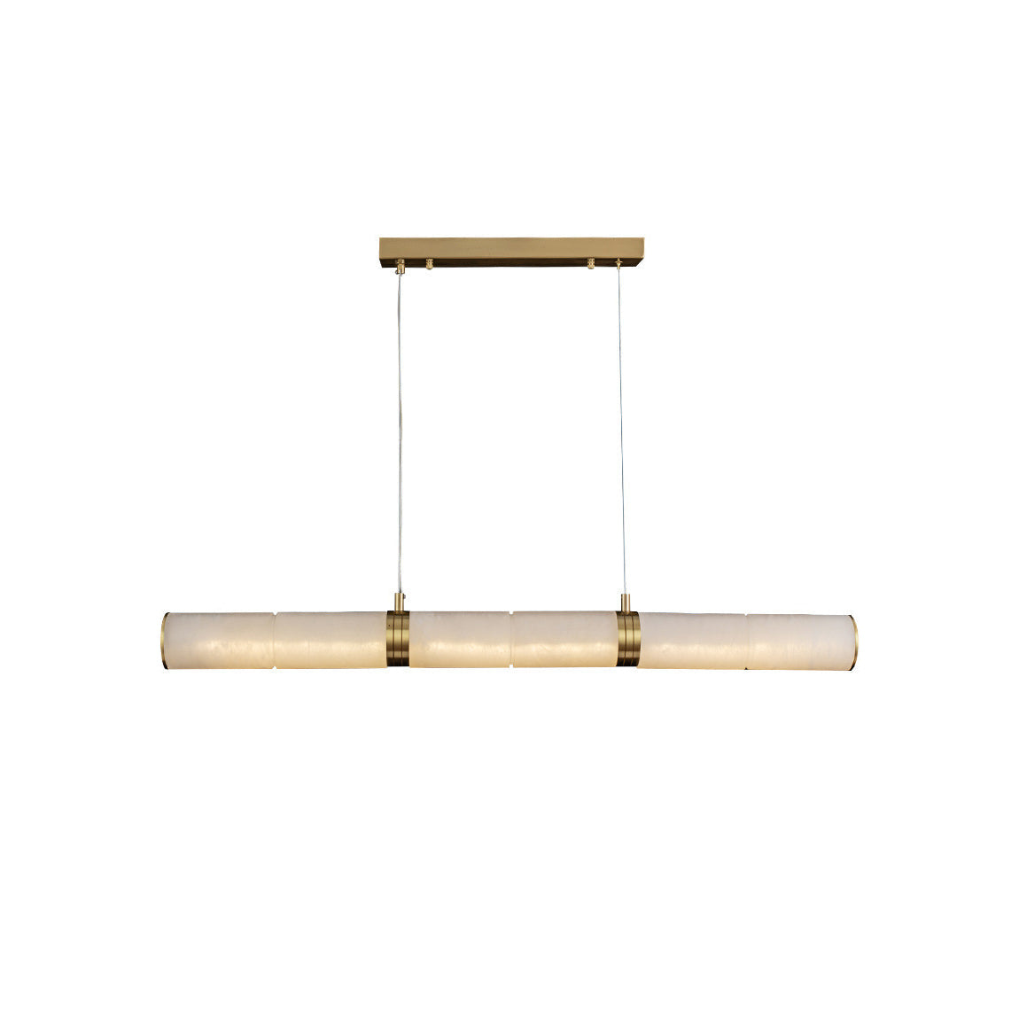 Stream Alabaster Pendant Light - Linear Brass & Translucent Stone Bar | Modern Natural Alabaster Kitchen Island Light