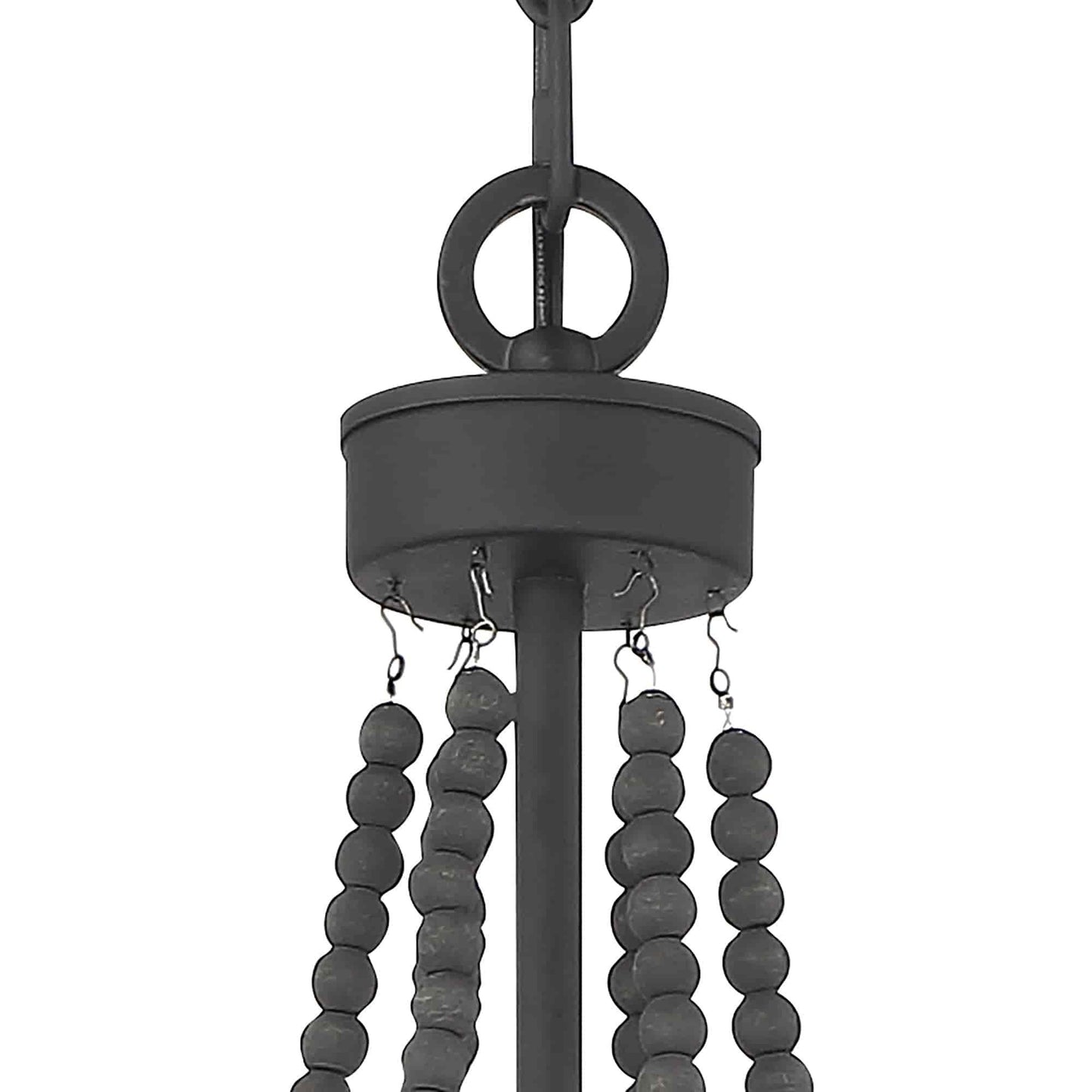 Streator Chandelier - Coastal Wood Beaded Wagon Wheel Pendant Light | Modern Farmhouse Multi-Light Chandelier