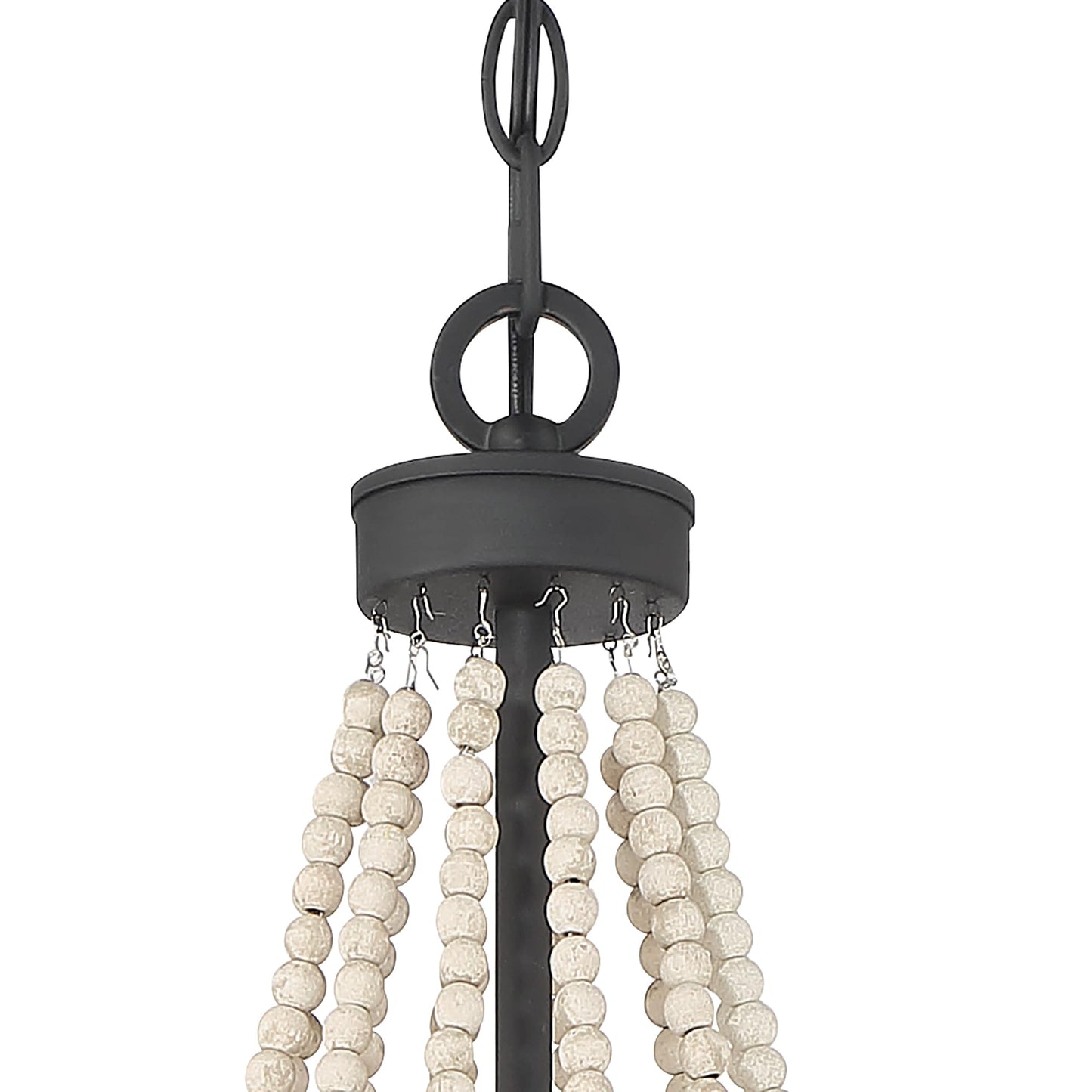 Streator Chandelier - Coastal Wood Beaded Wagon Wheel Pendant Light | Modern Farmhouse Multi-Light Chandelier