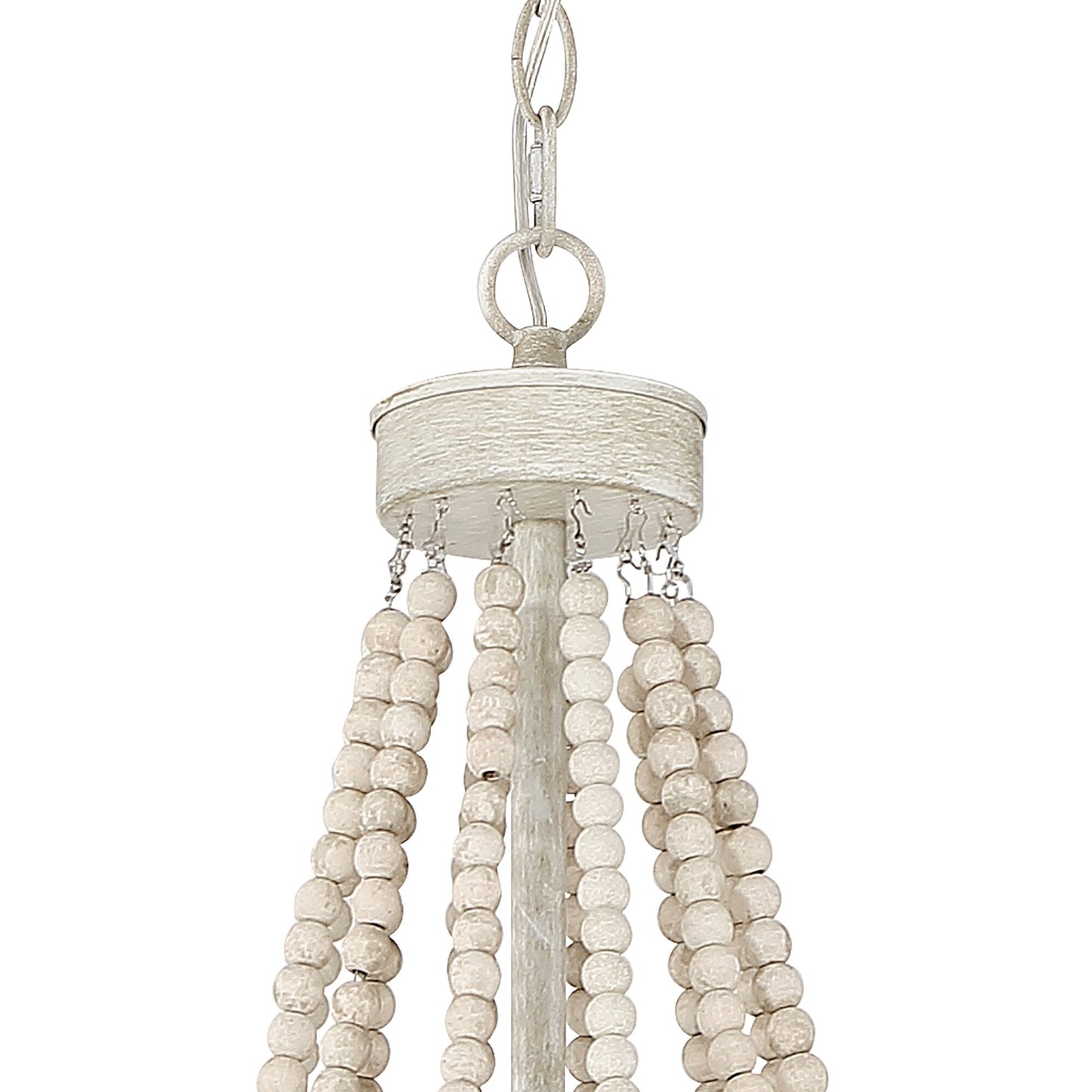 Streator Chandelier - Coastal Wood Beaded Wagon Wheel Pendant Light | Modern Farmhouse Multi-Light Chandelier