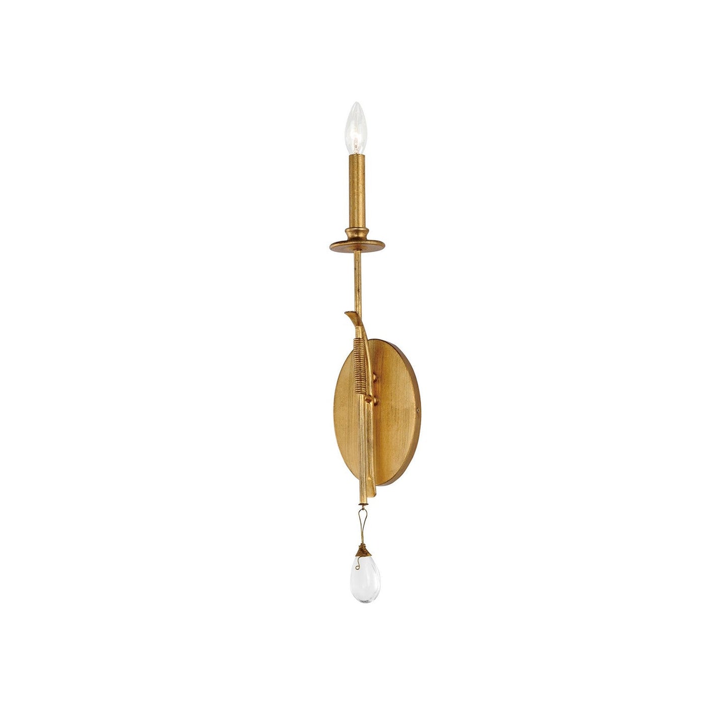 Stretford Candle Wall Lamp - Antique Gold Leaf & Crystal Sconce | Handcrafted Rustic Wall Light