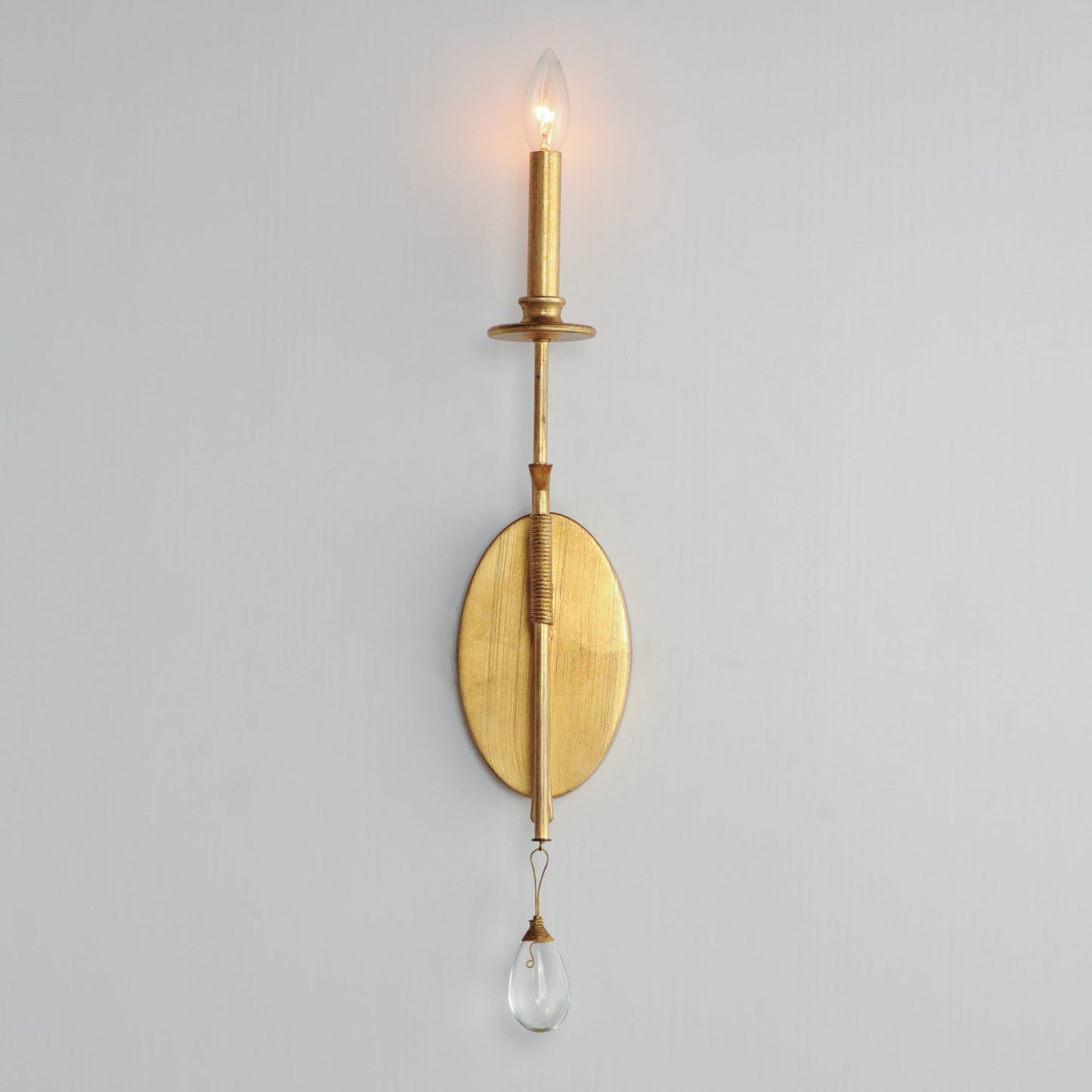 Stretford Candle Wall Lamp - Antique Gold Leaf & Crystal Sconce | Handcrafted Rustic Wall Light