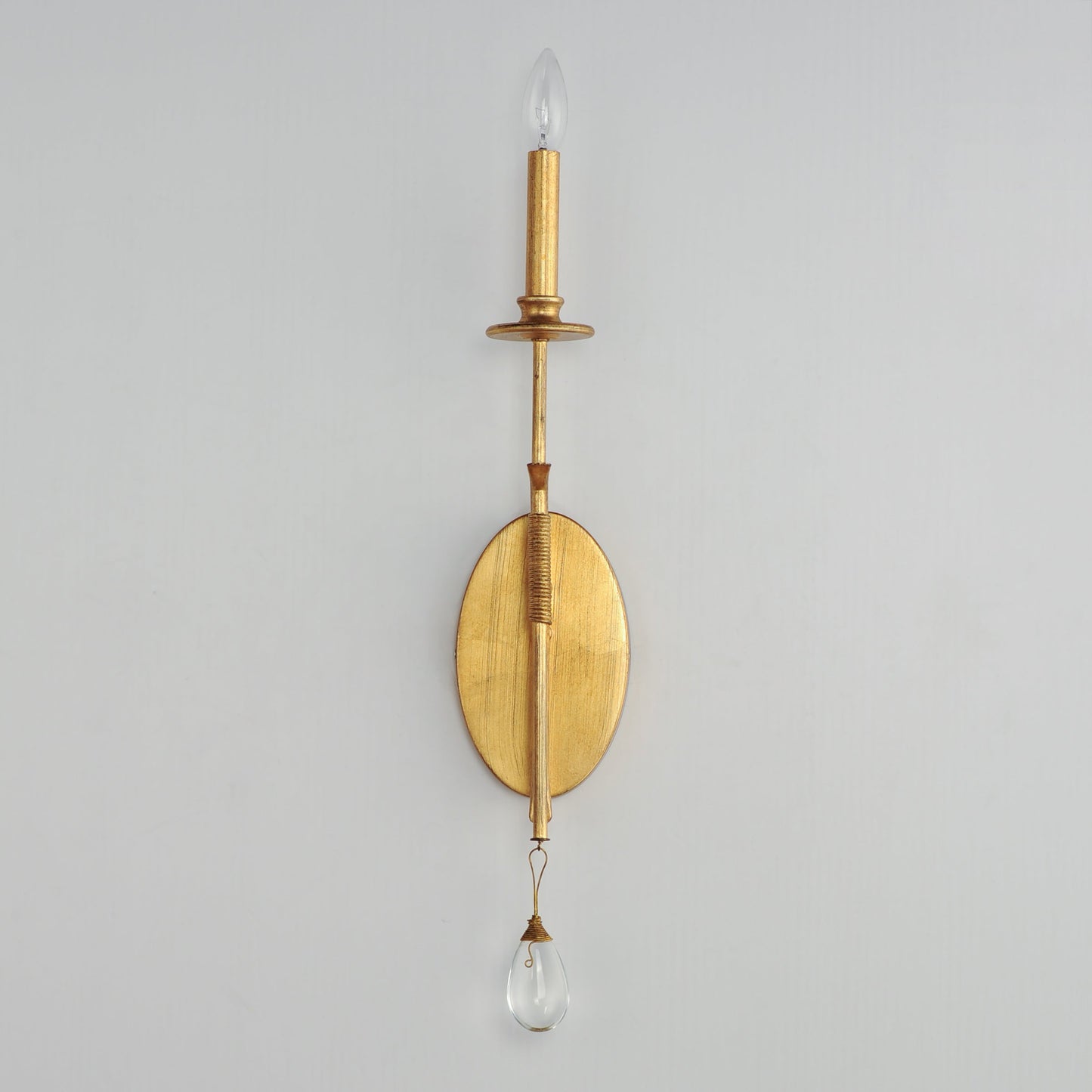 Stretford Candle Wall Lamp - Antique Gold Leaf & Crystal Sconce | Handcrafted Rustic Wall Light